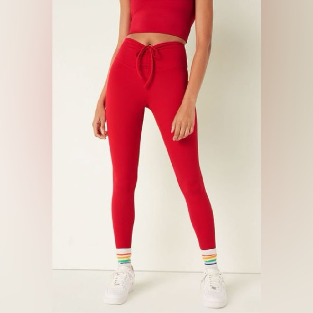 PINK red rauched leggings